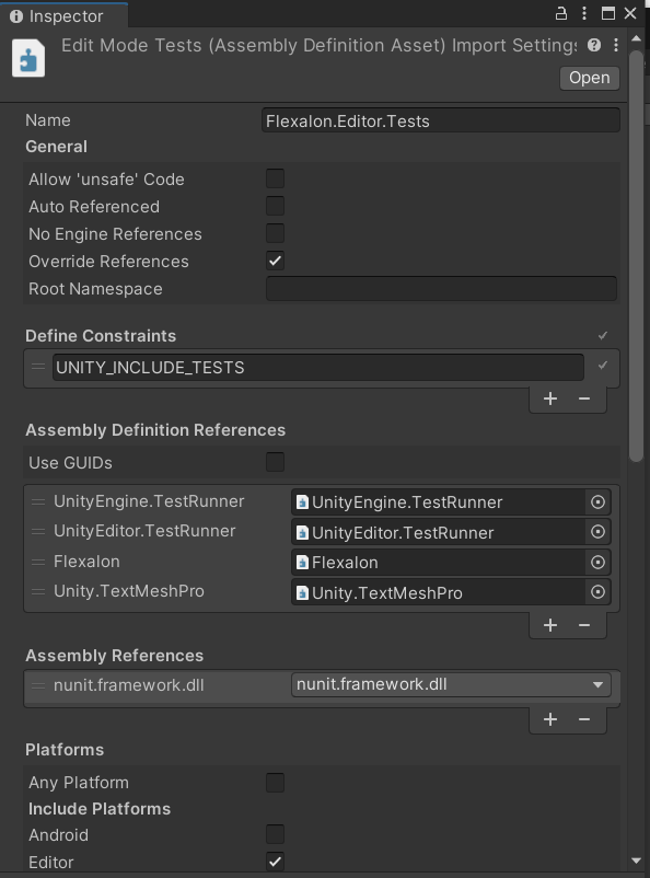 Flexalon Edit Mode Test Assembly