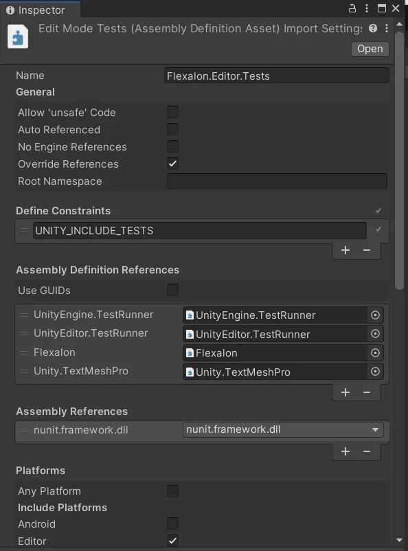 Flexalon Edit Mode Test Assembly